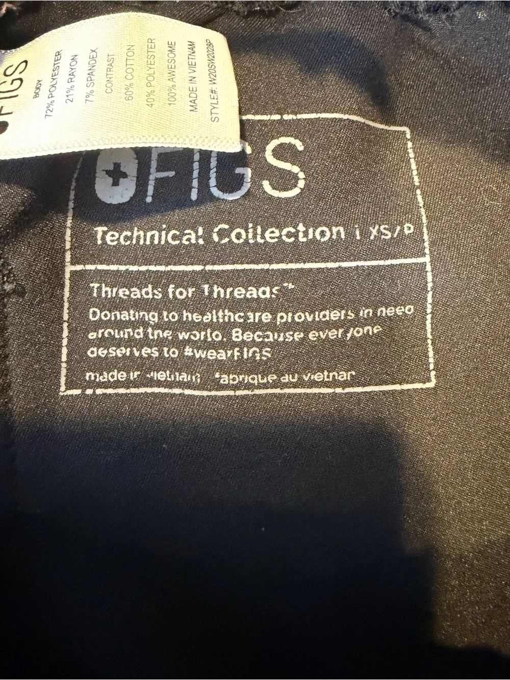 FIGS Zamora Jogger Scrub Pants black, distinct gray drawstring Size XS